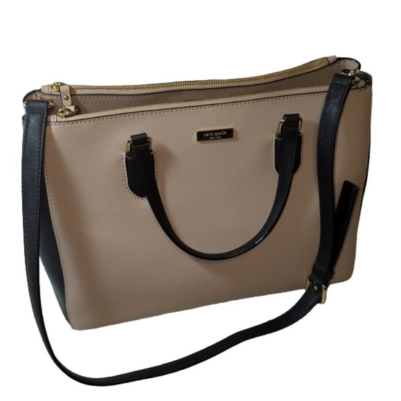 kate spade Handbags - Kate Spade Large Satchel - warm beige & black